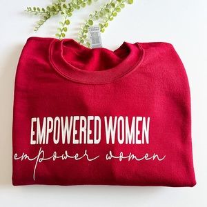 Women’s Heavy Red Sweatshirt. Empowered Women Empower Woken graphic sweatshirt